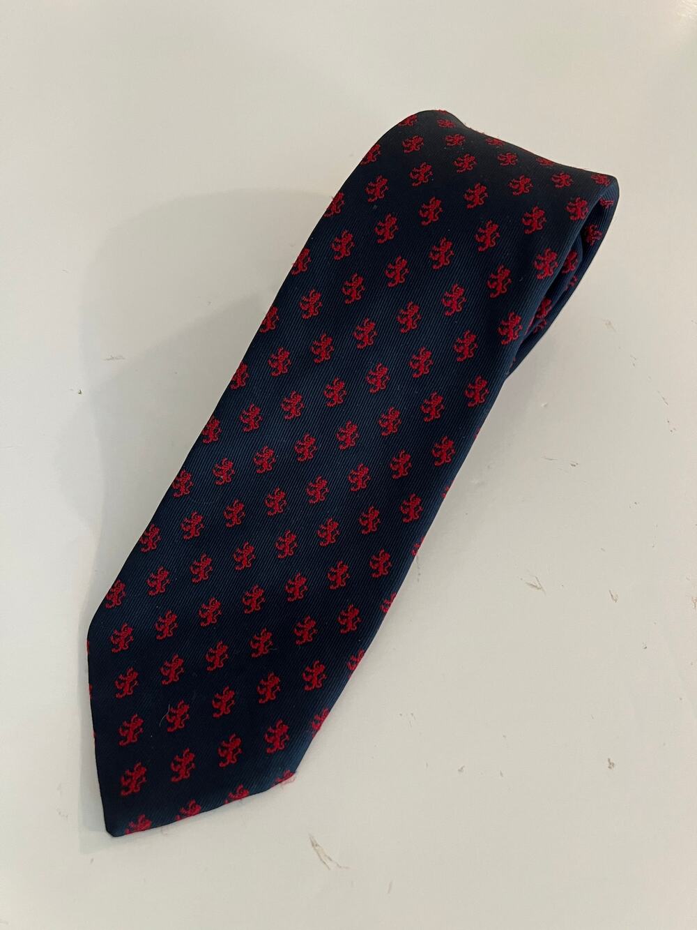 Michelle Men's Silk Blend Neck Tie Navy Blue with Red Design JL
